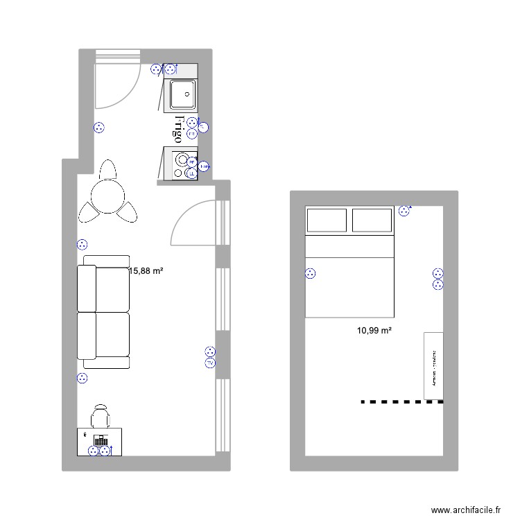 PLAN ELECTRIQUE - PHOENIX. Plan de 2 pièces et 27 m2