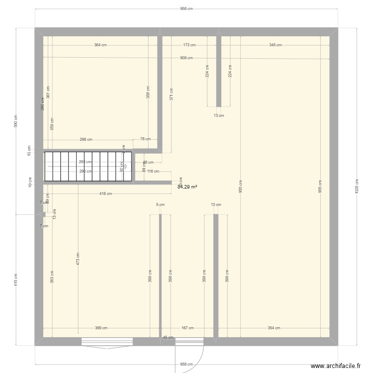 oullins revoyet. Plan de 1 pièce et 84 m2