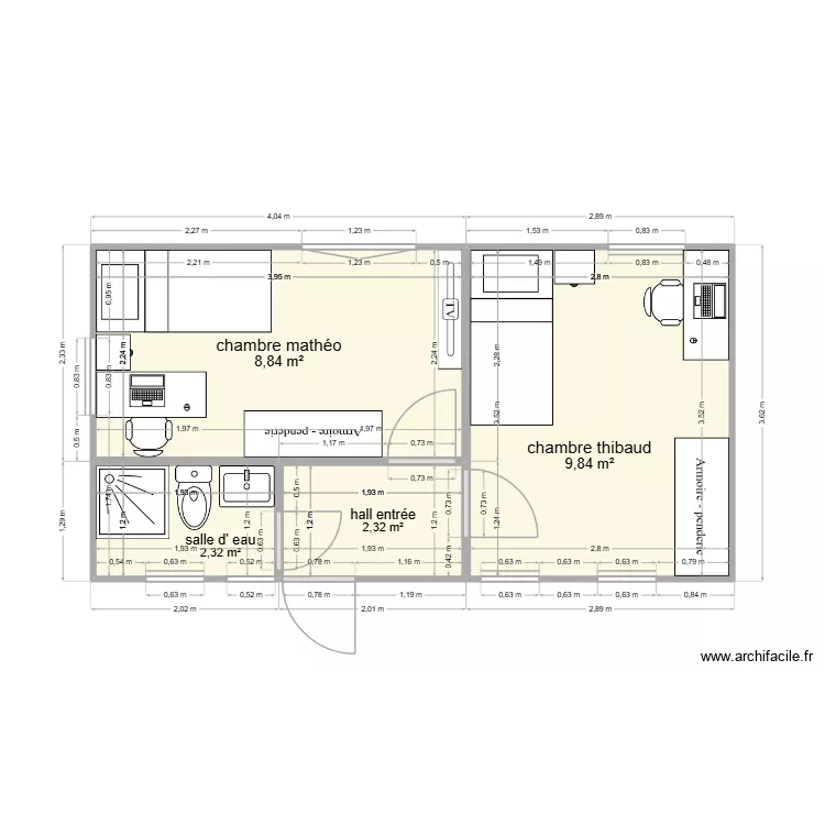 mobilhome enfant version 1 + meuble. Plan de 