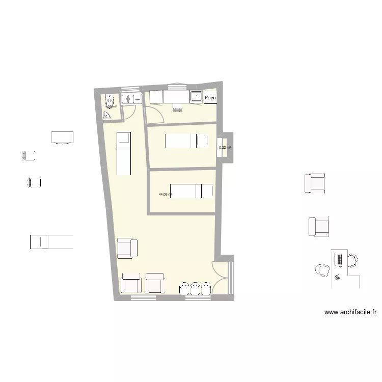 cabinetcaunes3. Plan de 3  et 45 m²