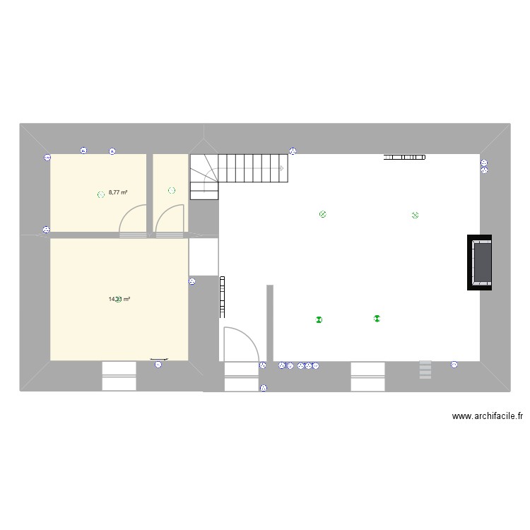 MAISON. Plan de 2 pièces et 23 m2