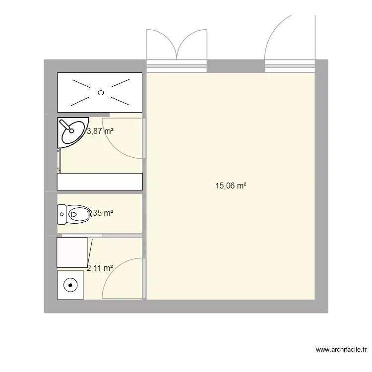 sdb maison 3. Plan de 4 Pièces et 22 m²