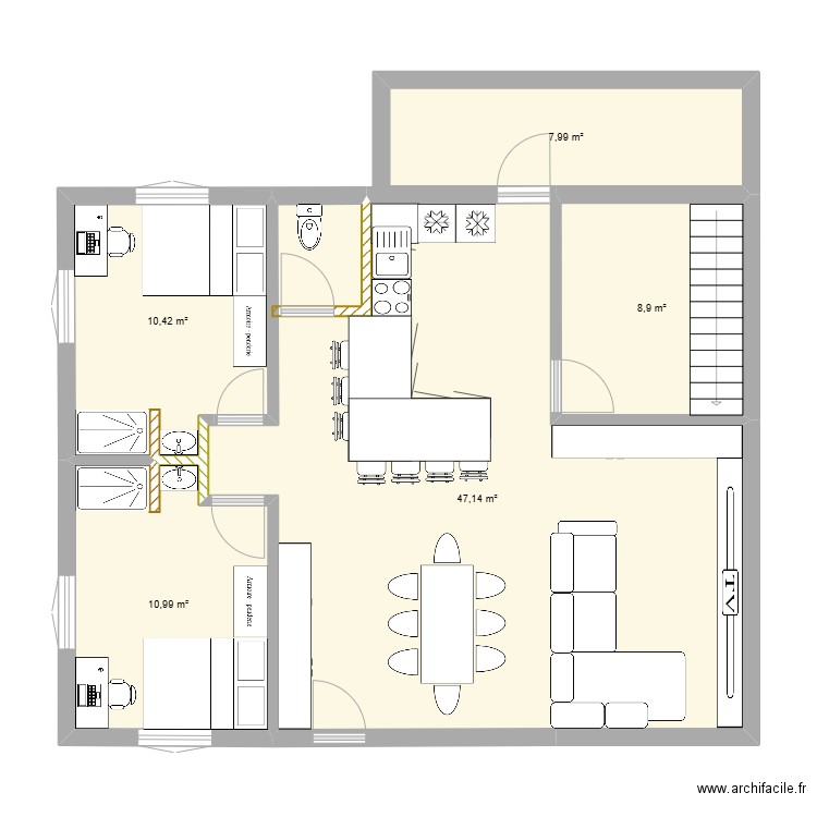 ST Nazaire.V1. Plan de 5 pièces et 85 m2