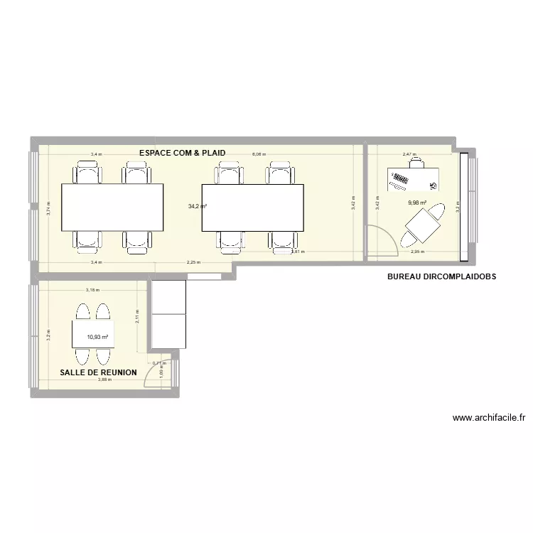 Plan 3e - Option 3. Plan de 3 et 55 m² Plan 3e - Option 3. Plan de 3 et 55 m²