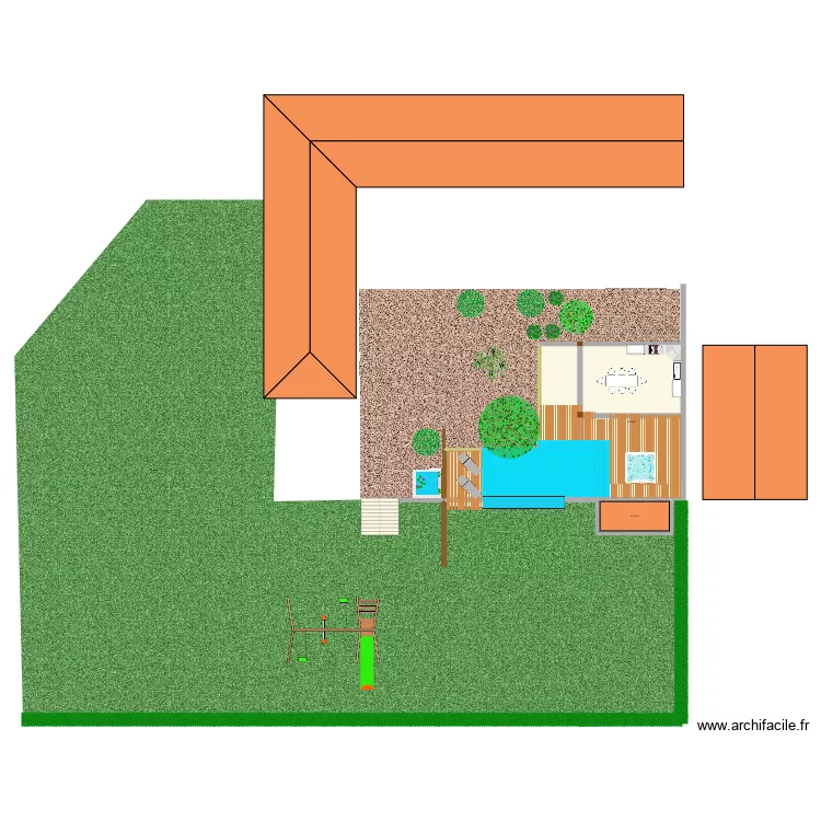 ext&eacute;rieur. Plan de 3  et 134 m²