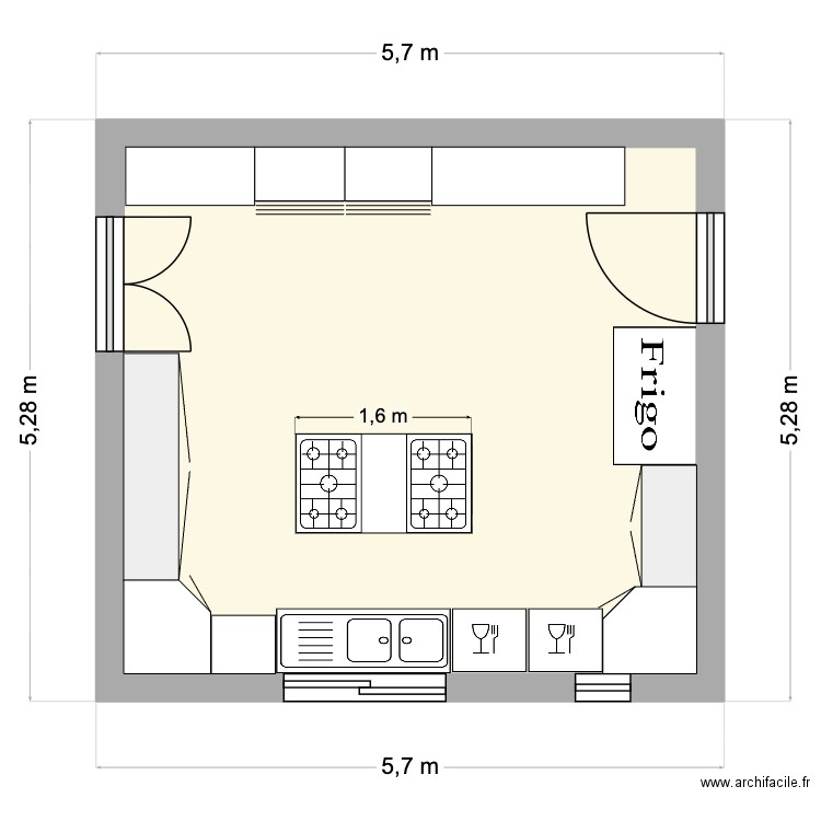 PLAN CUISINE INOX ESSAOUIRA. Plan de 1 pièce et 25 m2