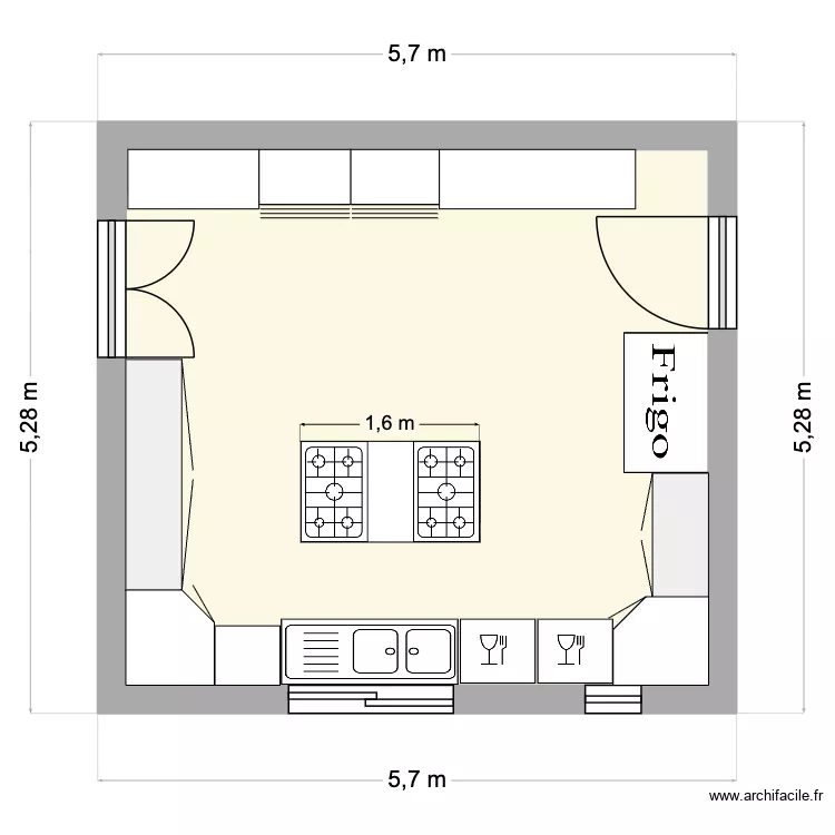 PLAN CUISINE INOX ESSAOUIRA. Plan de 1  et 25 m²