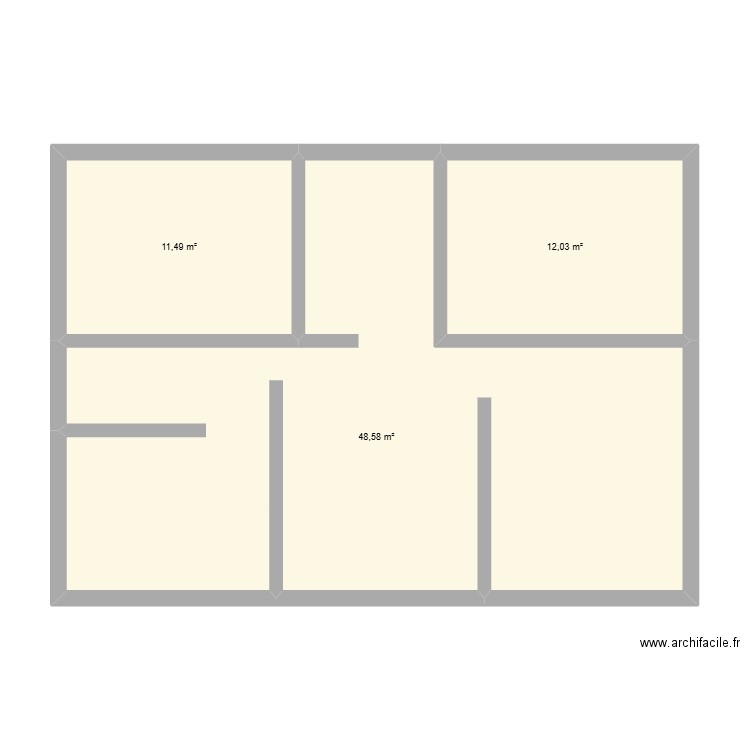 Sous sol sales. Plan de 3 pièces et 72 m2
