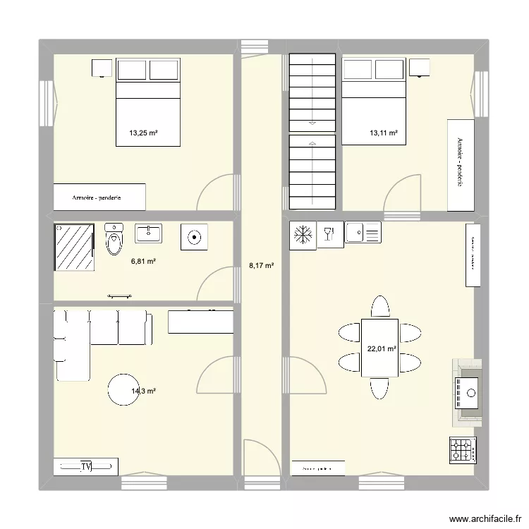 BB2. Plan de 6  et 78 m²