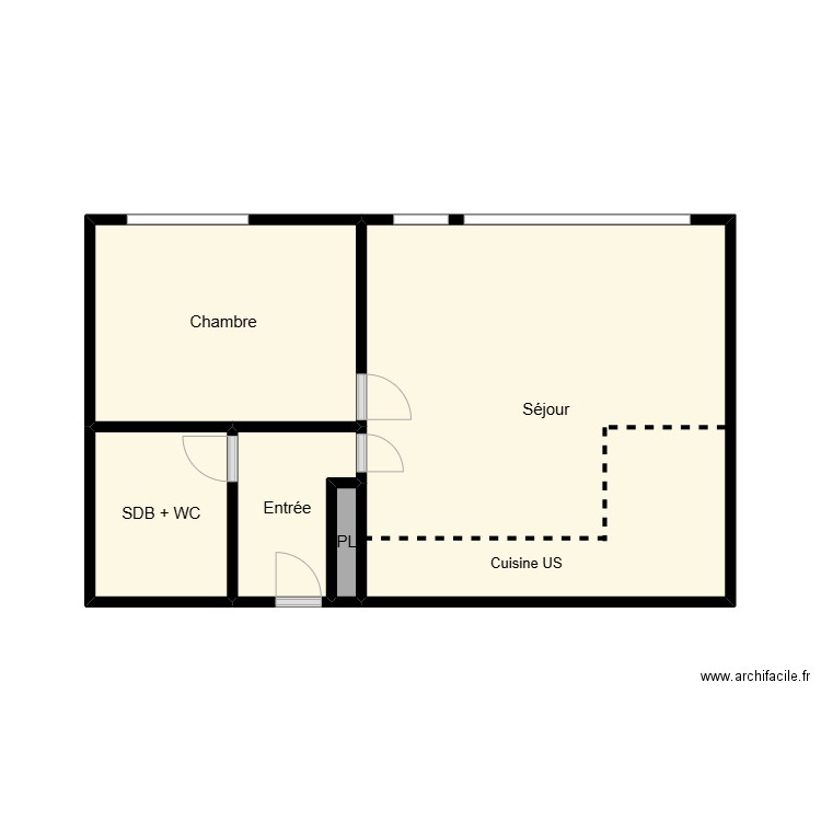 BOUHADDJAR. Plan de 5 pièces et 28 m2