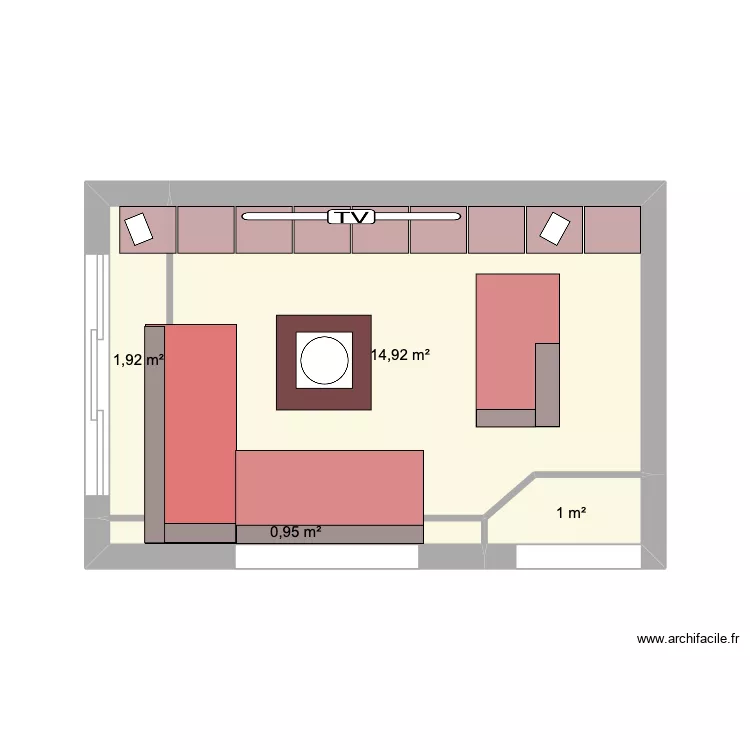 salon. Plan de 4  et 19 m²