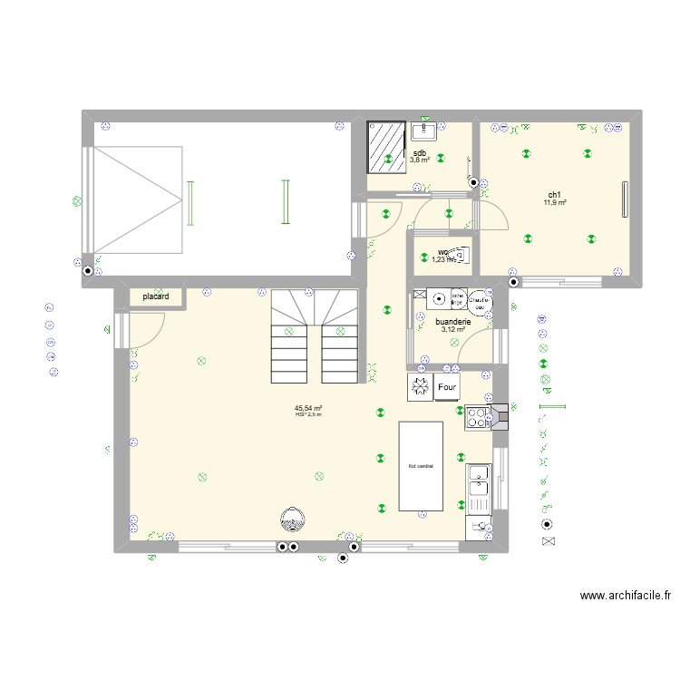 plan elec. Plan de 6 pièces et 66 m2