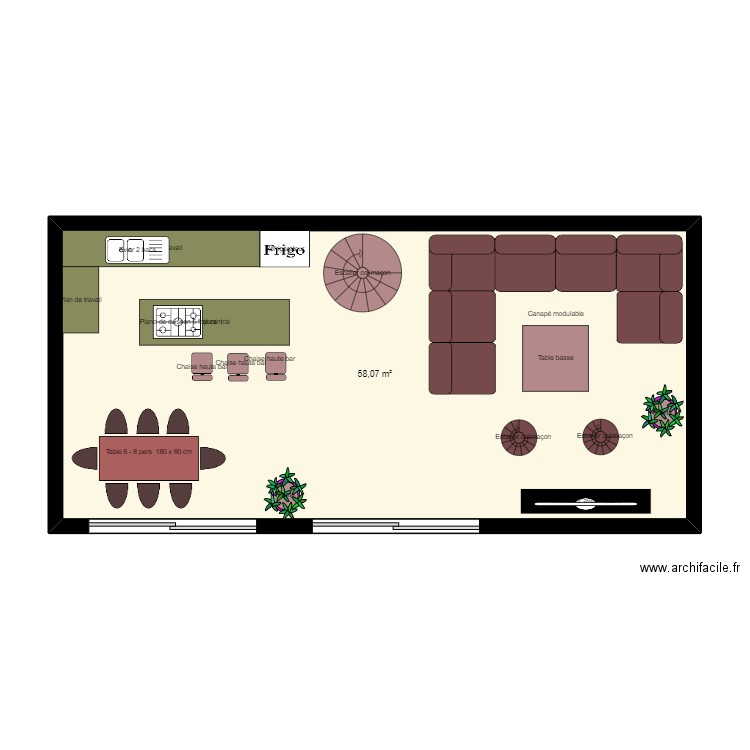 alex appartement frejus . Plan de 1 pièce et 58 m2