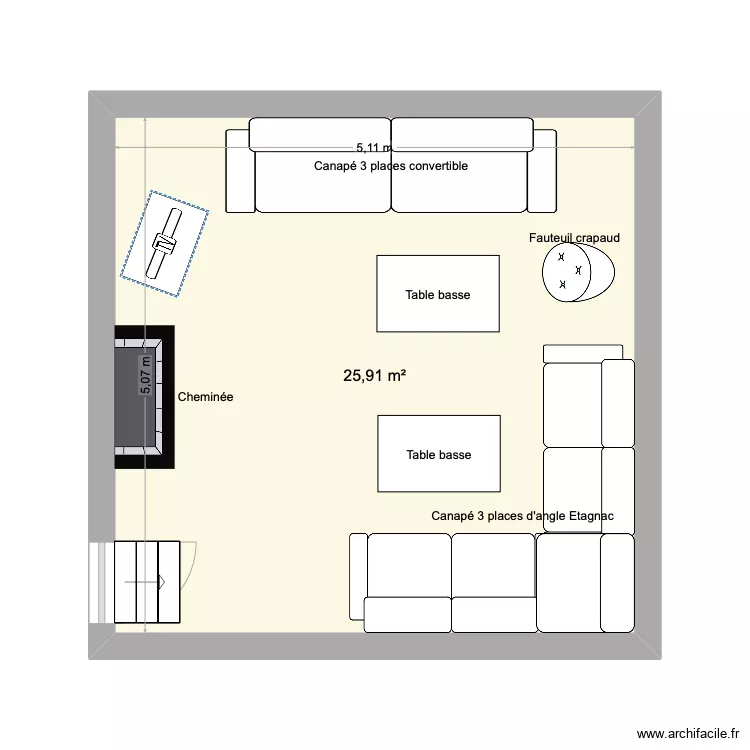 salon gite Pageas. Plan de salon gite Pageas. Plan de