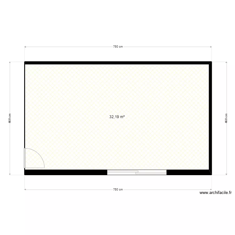 bureau. Plan de 1  et 32 m²