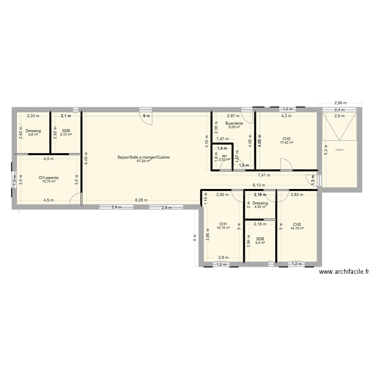 plan andon. Plan de 12 pièces et 177 m2