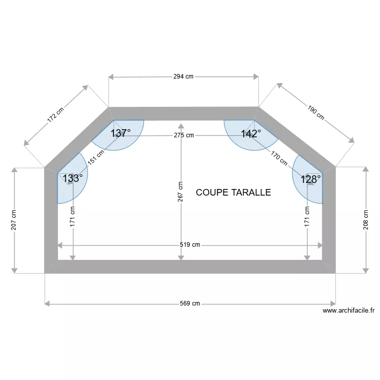 Coupe taralle. Plan de Coupe taralle. Plan de