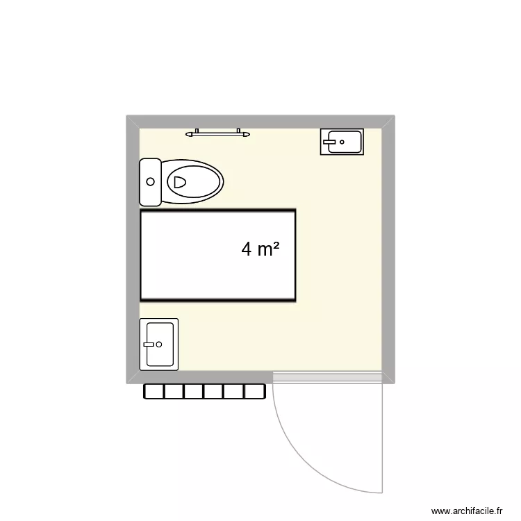wc pmr. Plan de 1  et 4 m²