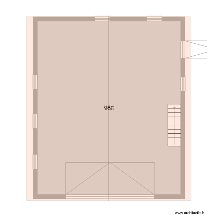 garage. Plan de 1 pièce et 96 m2