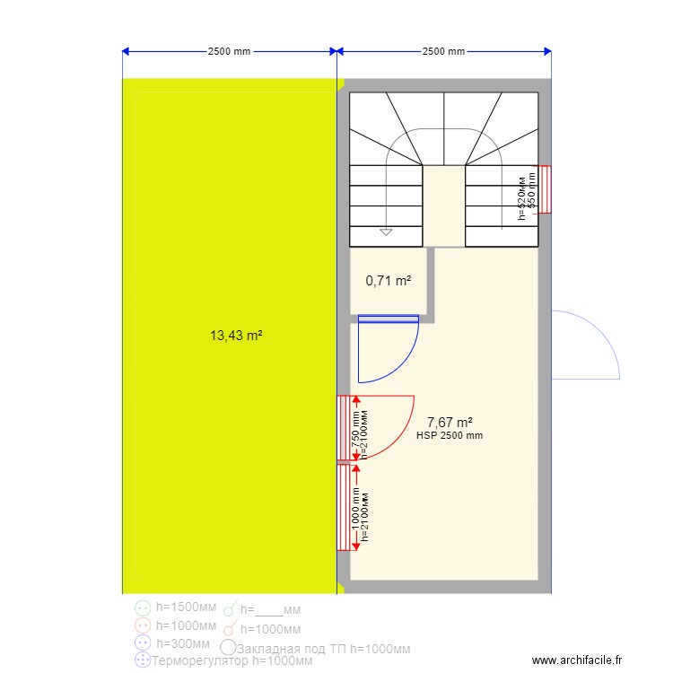 Elizaveta 2. Plan de 6 pièces et 52 m2