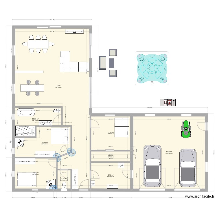 maison. Plan de 9 pièces et 185 m2