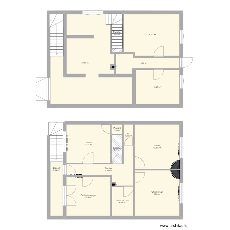 Maison 7 deniers. Plan de 17 pièces et 144 m2