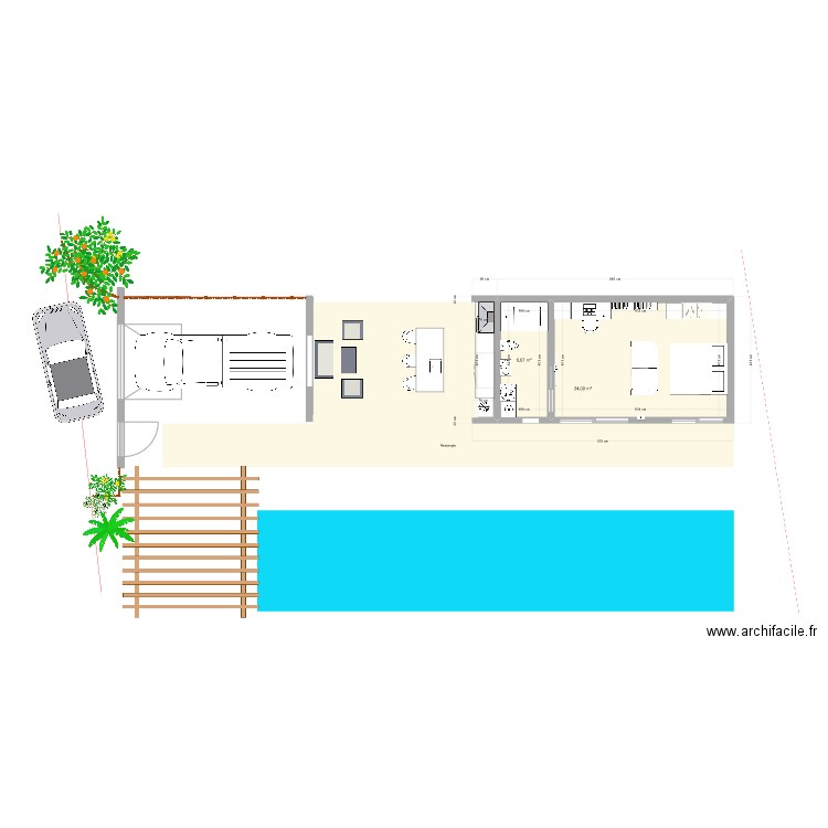 minimini. Plan de 2 pièces et 31 m2