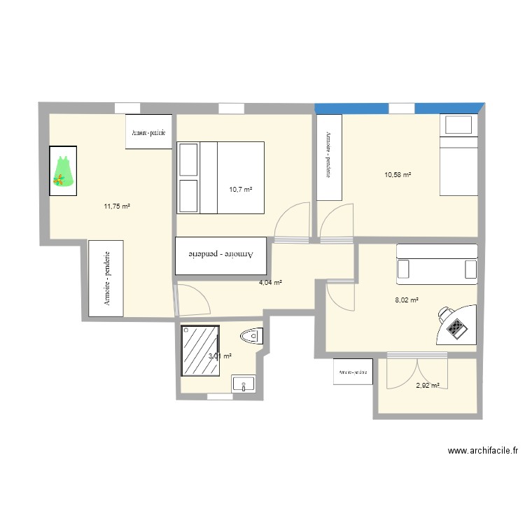 2 ième étage duplex V2. Plan de 0 pièce et 0 m2