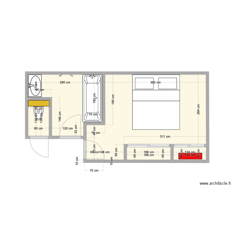 Salle de bain Boutard 6. Plan de 5 pièces et 19 m2