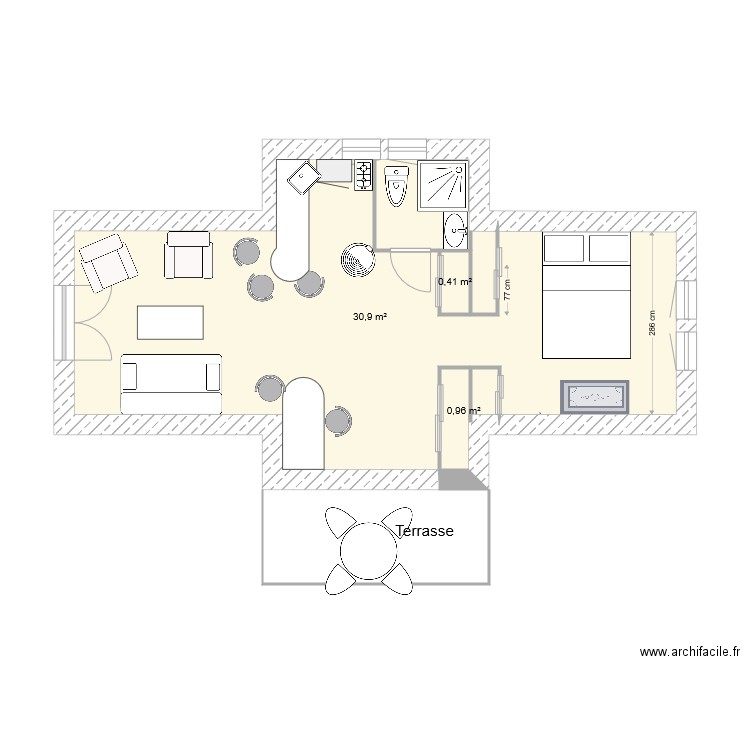 V2 Cabadrale meublée. Plan de 0 pièce et 0 m2