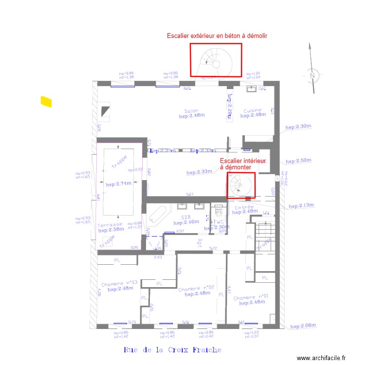 R+1 Croix Fraiche demolition. Plan de 0 pièce et 0 m2