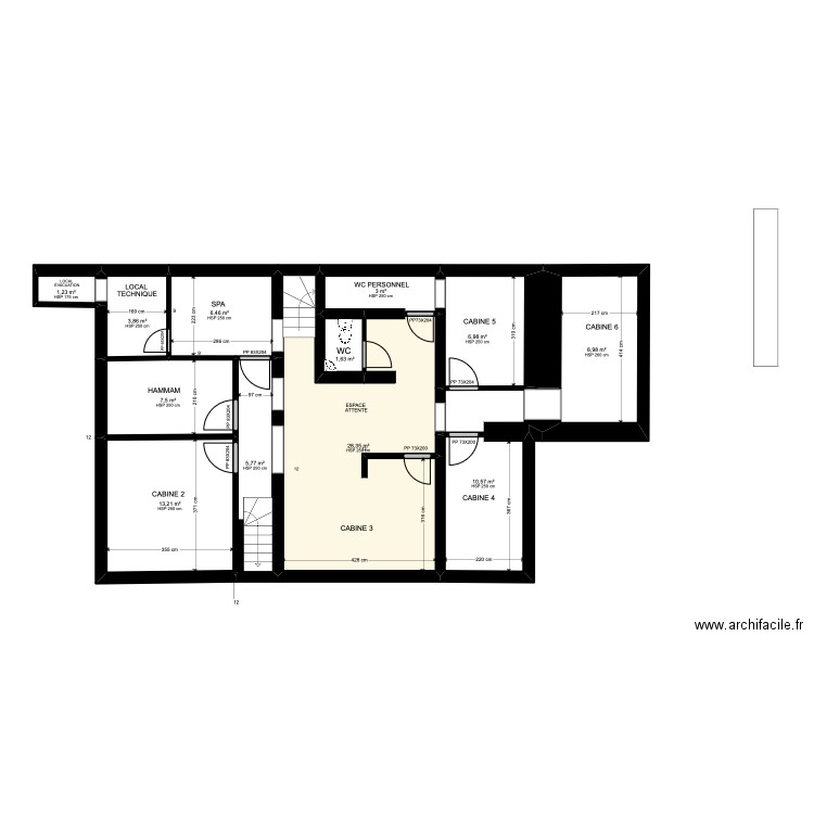 PLAN DE NIVEAU ÉTAGE. Plan de 12 pièces et 98 m2