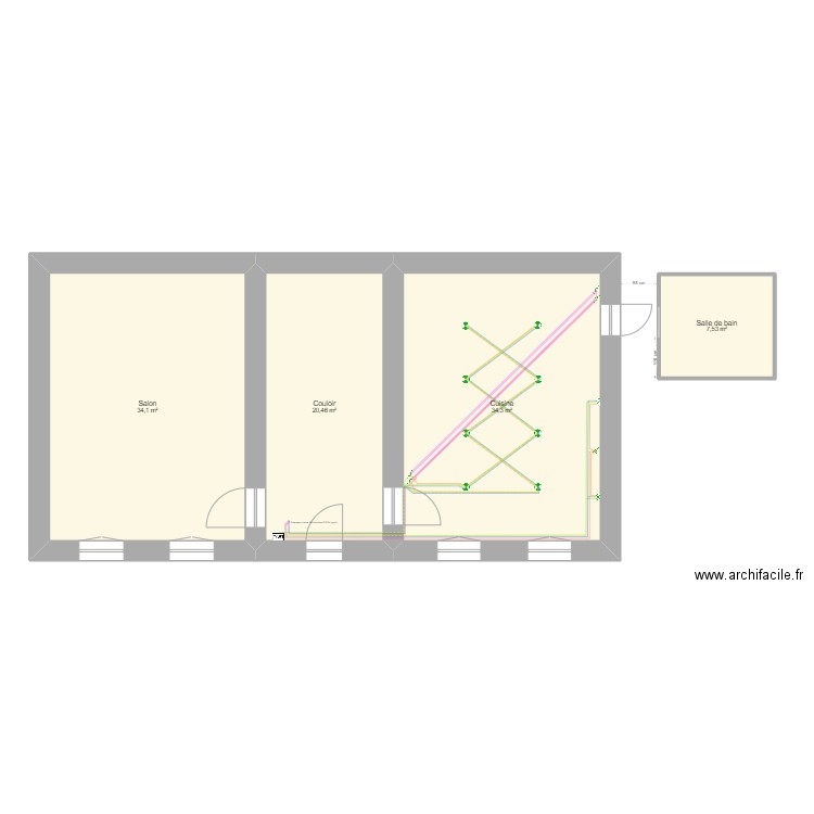 Nicolas Jeanne Niv.0 éclairage cuisine. Plan de 4 pièces et 96 m2