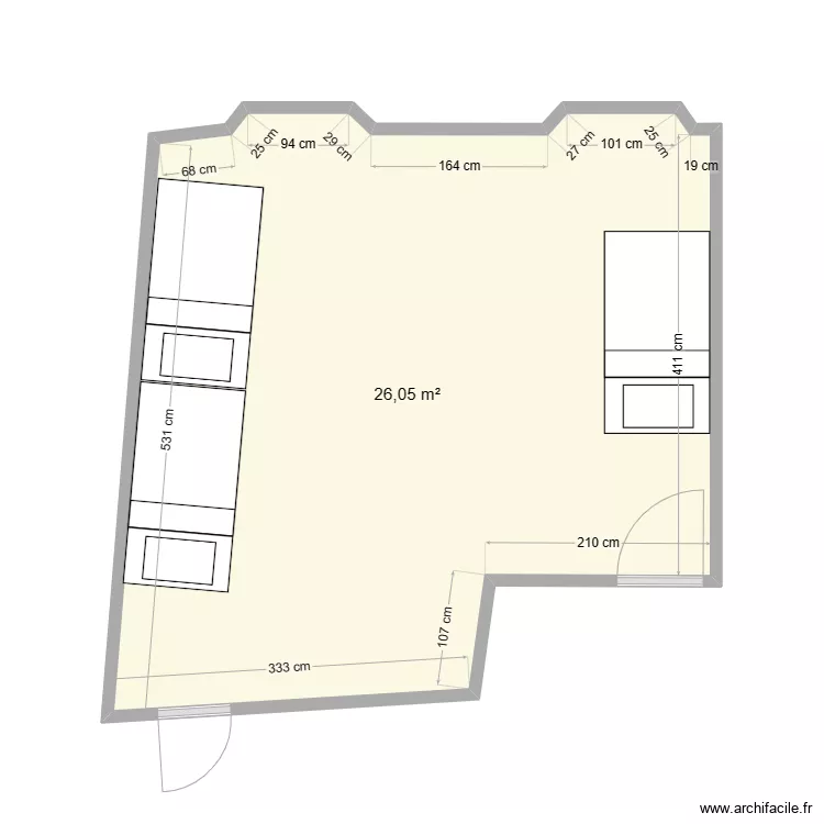 Chambre dortoir. Plan de 
