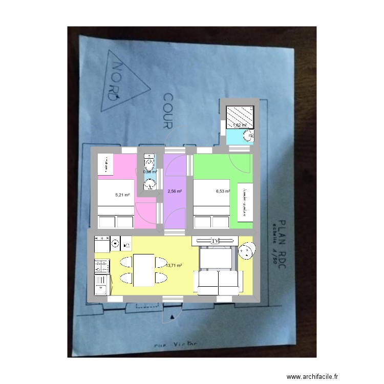 Maison Vendoeuvre 1. Plan de 6 pièces et 30 m2