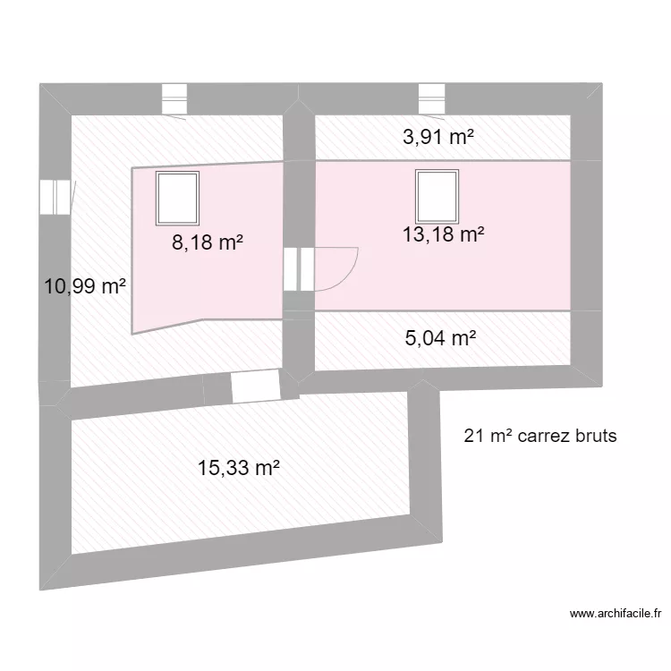 Poleymieux - division maison COMBLES AMENAGES (sans cloison ni isolation). Plan de 
