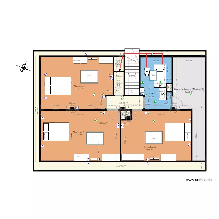 Plan &eacute;tage - VF. Plan de 