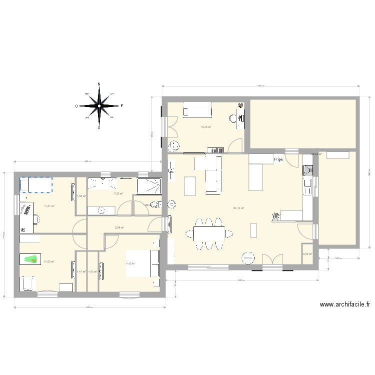 Maison Imberts VF. Plan de 13 pièces et 151 m2