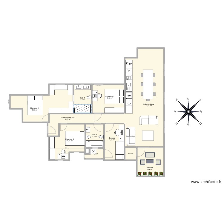 PSJ Atc Option B. Plan de 11 pièces et 111 m2