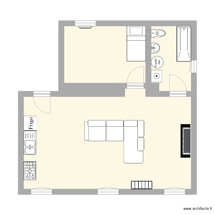 Oudezeele. Plan de 5 pièces et 52 m2