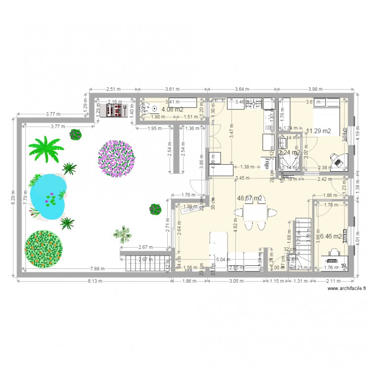 Murs RDC avec agrandissement souillarde. Plan de 0 pièce et 0 m2