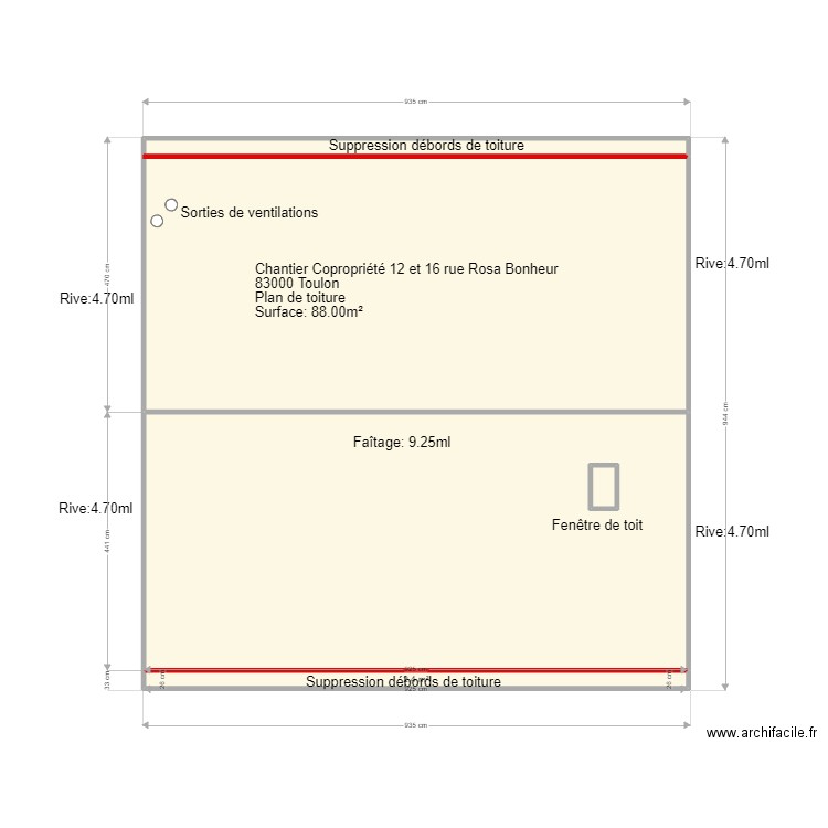 Plan Rosa Bonheur. Plan de 4 pièces et 85 m2