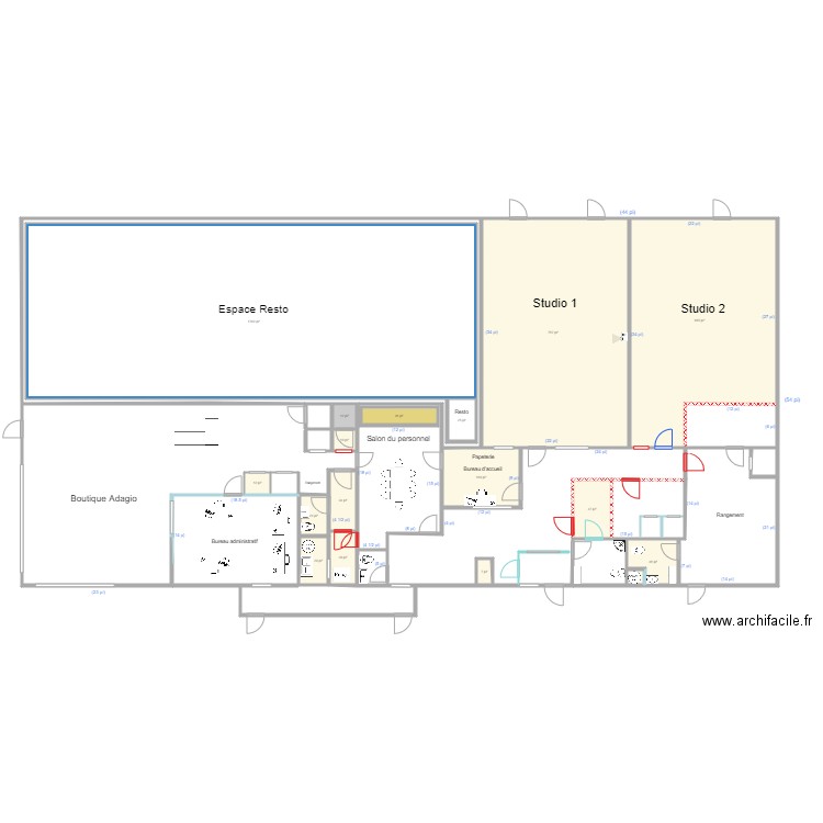 EDNL rez-de-chaussée Plan F. Plan de 30 pièces et 958 m2