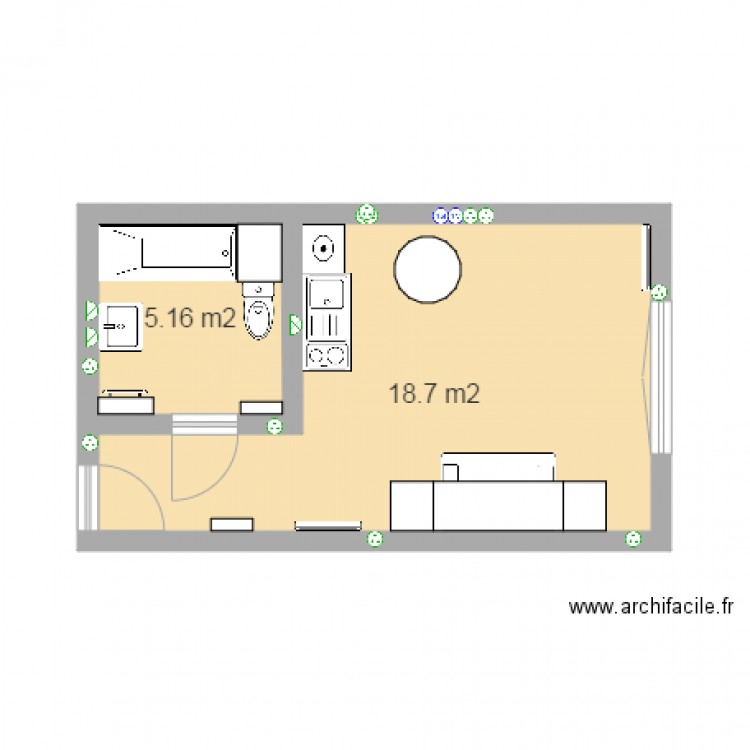  Appartement  Eva Plan  2  pi ces  24 m2 dessin  par titichat91