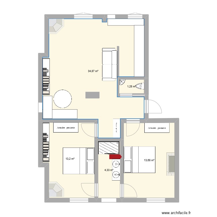 CA2 v3. Plan de 5 pièces et 67 m2