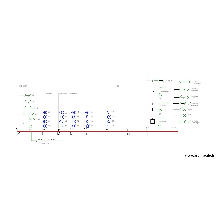 Schémas unifilaire ETAGE 300mA. Plan de 0 pièce et 0 m2