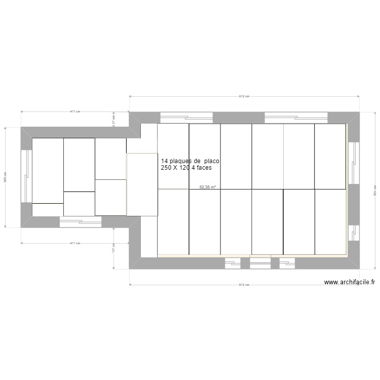 maison_gaetan _placo_plafonds_bas. Plan de 1 pièce et 52 m2