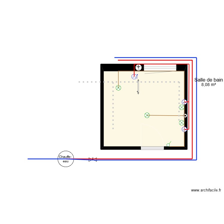 aménagement salle de bain¨pour Personne MR. Plan de 1 pièce et 8 m2