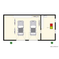 Plan double garage atelier intérieur