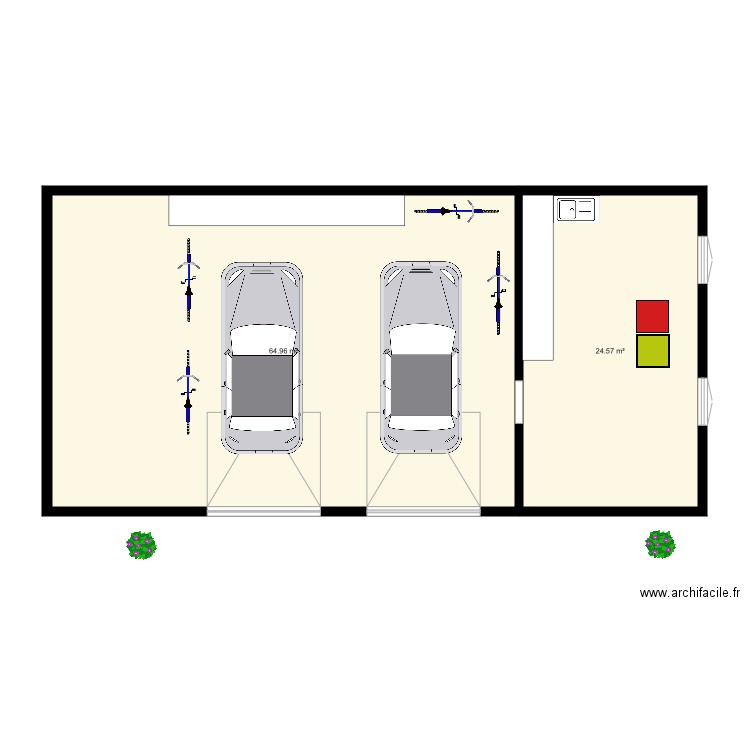 Plan double garage atelier intérieur. Plan de 0 pièce et 0 m2
